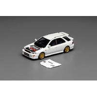 Motorhelix 1/64 - lmpreza Wagon WRX STi Version VI Open-Hood, Visible Engine Rally White - (PRE-ORDER)