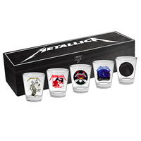 METALLICA SET OF 5 SHOT GLASSES IN WOODEN BOX