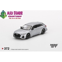 True Scale Miniatures Mini GT 1:64 - Audi RS 6 Avant Carbon Black Edition Florett Silver