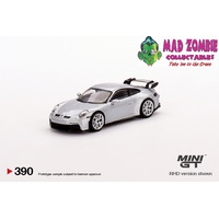 True Scale Miniatures Mini GT 1:64 - Porsche 911 (992) GT3 GT Silver Metallic