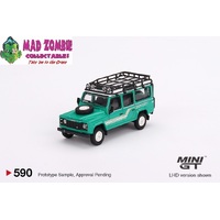 Mini GT 1/64 - Land Rover Defender 110 1985 County Station Wagon Trident Green