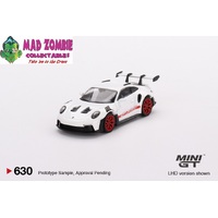 Mini GT 1/64 - Porsche 911 (992) GT3 RS White  with Pyro Red Accent Package