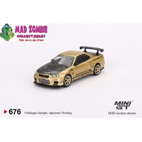 Mini GT 1/64 - Nissan Skyline GT-R (R34) Top Secret Top Secret Gold - Japan Exclusive