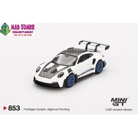 Mini GT 1/64 - Porsche 911 (992) GT3 RS Weissach Package White with Indigo Blue - PRE-ORDER
