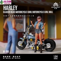 MoreArt 1/64 Scale - Harley Glacier Blue Motorcycle and Cool Motorbike Girl (Resin Model) - (PRE-ORDER)