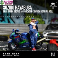 MoreArt 1/64 Scale - Suzuki Hayabusa Blue-Green Motorcycle With Hot Girl Figure (Resin Model) - (PRE-ORDER)