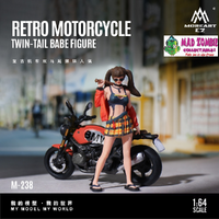 MoreArt 1/64 Scale - Retro Motorcycle Girl with Ponytails Figurine Set Resin Model - (PRE-ORDER)