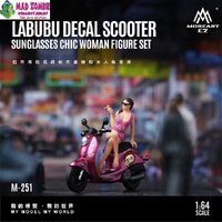 MoreArt 1/64 Scale - Labubu Painted Scooter With Sunglasses Pretty Woman Doll Set (Resin Model) - (PRE-ORDER)