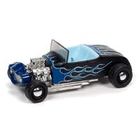Johnny Lightning - Street Freaks 2021 Release 2 Set B - Black With Flames - The Emperor (Flat Black with Blue Flames)