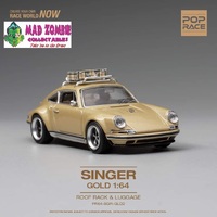 Pop Race 1:64 Scale - Singer 964 Gold with Roof Rack and Luggage