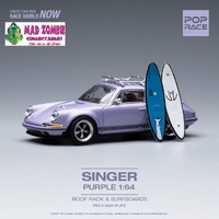 Pop Race 1:64 Scale - Singer 964 Purple with Roof Rack and Surfboards