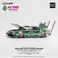 Pop Race 1/64 Scale - NISSAN SKYLINE C210 KAIDO RACER (BOSOZOKU STYLE) SILVER/GREEN