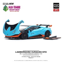Pop Race 1/64 Scale - LAMBORGHINI HURACÁN STO BLU LAUFEY/ARANCIO XANTO