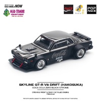 Pop Race 1/64 Scale - SKYLINE GT-R V8 DRIFT (HAKOSUKA) COCA COLA ZERO BLACK CHROME (PRE-ORDER)