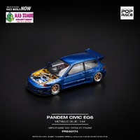 Pop Race 1/64 Scale - PANDEM CIVIC EG6 METALLIC BLUE WITH OPEN HOOD - PRE-ORDER