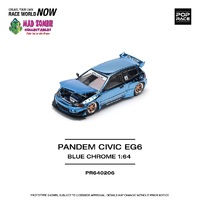 Pop Race 1/64 Scale - PANDEM CIVIC EG6 - BLUE CHROME - HRC - PRE-ORDER