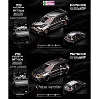 Pop Race 1/64 - PANDEM FUSO 300 FLATBED TRANSPORTER SILVER CHROME - PRE-ORDER