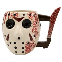 Friday the 13th Jason Voorhees Mask with Knife Ceramic 3D Sculpted Mug