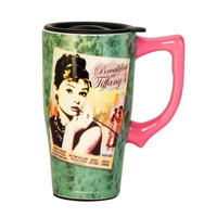 Audrey Hepburn Breakfast at Tiffany's 18 oz. Ceramic Travel Mug with Handle