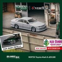 Tarmac Works Global 64 - VERTEX Toyota Mark II JZX100 Dark Green Metallic