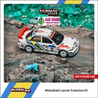 Tarmac Works Global 64 1/64 Scale - Mitsubishi Lancer Evolution III Hong Kong-Beijing Rally 1995 Winner K. Eriksson / S. Parmander