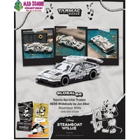 Tarmac Works 64 - Toyota Sprinter Trueno AE86 Widebody by Jon Sibal Mickey & Friends Steamboat Willie Model Car + Tarmac Cards Combo Set - PRE-ORDER