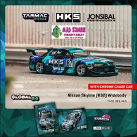 Tarmac Works Global 64 - Nissan Skyline (R32) Widebody HKS Model Car + Trading Cards Combo Set (POSSIBILITY OF CHASE VAIRIANT) - (PRE-ORDER)