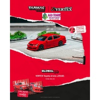 Tarmac Works Hobby 64 - VERTEX Toyota Aristo JZS161 Red Model Car + Trading Cards Combo Set - (PRE-ORDER)