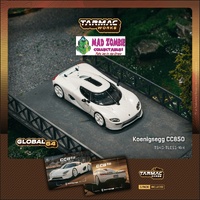 Tarmac Works Global 64 - Koenigsegg CC850 White Model Car + Trading Cards Combo Set - (PRE-ORDER)