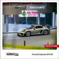 Tarmac Works x Minichamps Collab 64 - Porsche Cayman GT4 RS GT Silver Metallic