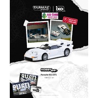 Tarmac Works Hobby 64 - Porsche 911 GT1 White Model Car + Trading Cards Combo Set - (PRE-ORDER)