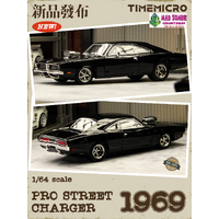 TimeMicro - 1969 Pro Street Dodge Charger Black (with removable hood) - (Pre-Order)