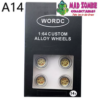 Wordc 1/64 Scale Alloy Wheels With Brake Calipers & Rubber Tyres - A14