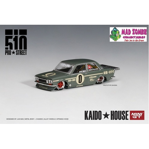 True Scale Miniatures Mini GT 1:64 - Kaido House Datsun 510 Pro Street OG Green