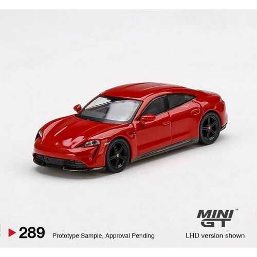 True Scale Miniatures Mini GT 1:64 - Porsche Taycan Turbo S Carmine Red RHD