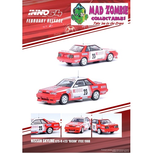Inno 64 1:64 Scale - Nissan Skyline GTS-R (R31) #23 "RICOH" JTCC 1988