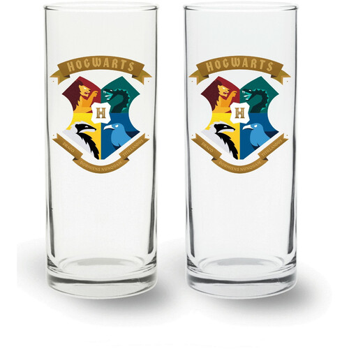 Harry Potter Highball Glasses Hogwarts Crest Set of 2