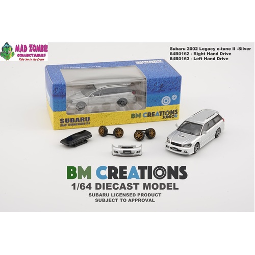 BM Creations 1:64 Scale - Subaru 2002 Legacy e-tune II Silver (RHD)