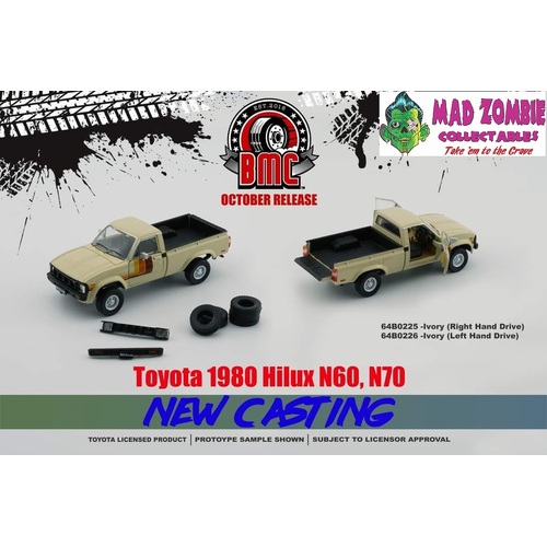 BM Creations 1:64 Scale - Toyota Hilux Ivory (RHD) (Additional Accessories Included)