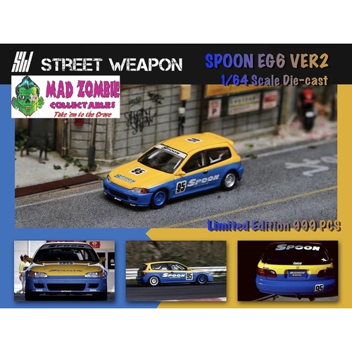 Street Weapon 1:64 Scale - Honda Civic EG6 Spoon - Limited to 299 Pieces World Wide