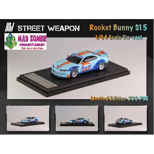 Street Weapon 1:64 Scale - Nissan Silvia Rocket Bunny S15 Gulf - Limited to 299 Pieces World Wide