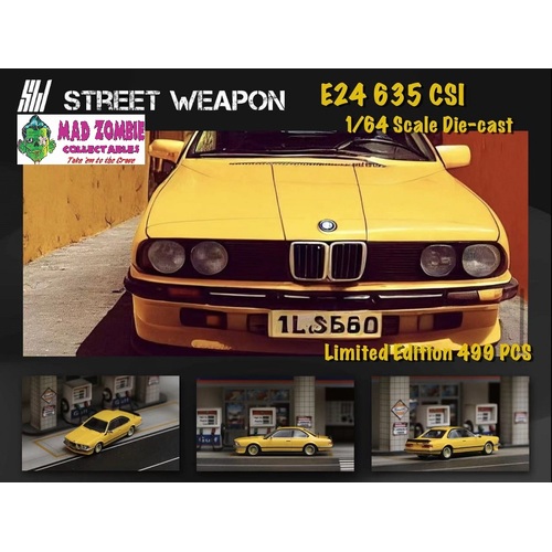 Street Weapon 1:64 Scale - BMW E24 635 CSI Yellow - Limited to 499 Pieces World Wide