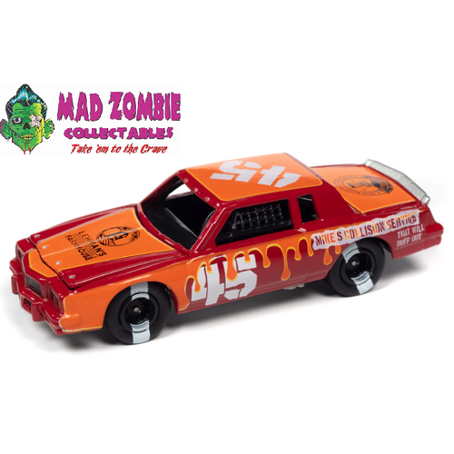 Johnny Lightning 1/64 Street Freaks 2022 Release 2B - 1982 Pontiac Grand Prix Stock Car (Demolition Derby) (Red w/Orange Graphics)