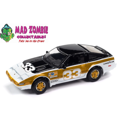 Johnny Lightning 1/64 Street Freaks 2023 Release 1B - 1985 Nissan 300ZX (Import Heat GT) (White/Black/Gold Race Graphics)