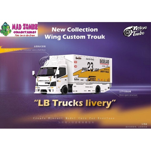 Micro Turbo 1/64 - Custom Wing Truck White #23 LB Retro Livery 