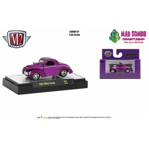M2 Machines Detroit Muscle 1:64 Scale  Release 67  - 1941 Willys Coupe - Liquid Violet