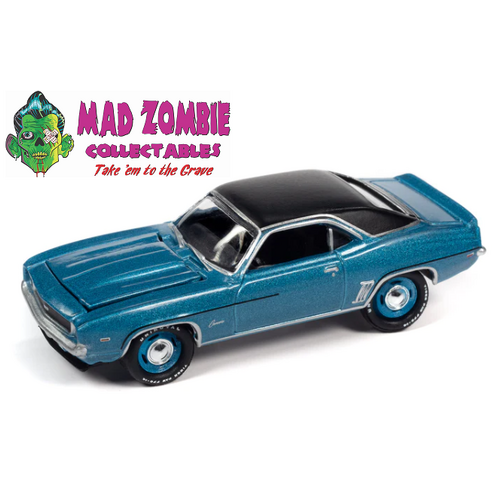 Johnny Lightning 1/64 Muscle Cars 2022 Release 3A - 1969 Chevrolet COPO RS Camaro (MCACN) (Azure Turquoise w/Flat Black Roof )
