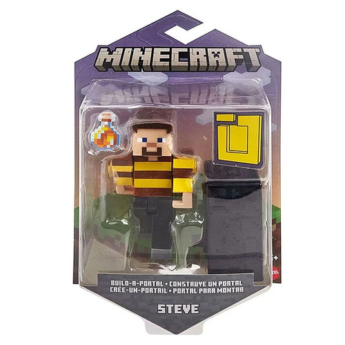 Minecraft Core Action Figure - Build a Portal - Steve Bee Shirt