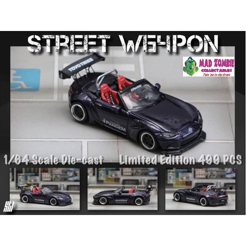 Street Weapon 1/64 Scale - MX-5 Roadster, Pandem Rocket Bunny Modified Midnight Purple - Limited to 499 Pieces World Wide