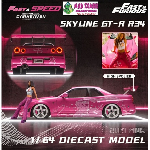 Fast & Speed 1/64 Scale - Skyline GT-R R34 Suki Pink